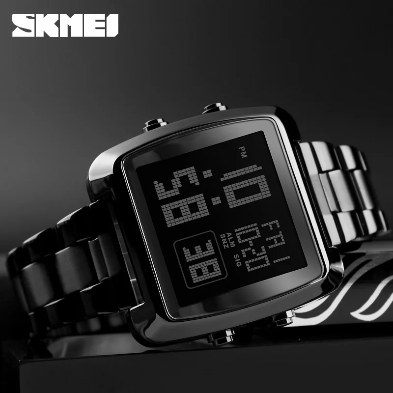 

SKMEI Factory 1369 Waterproof Men Stainless steel Digital watch Outdoor Sport wristwatch Good quality Band relojes, Optional as shown in figure