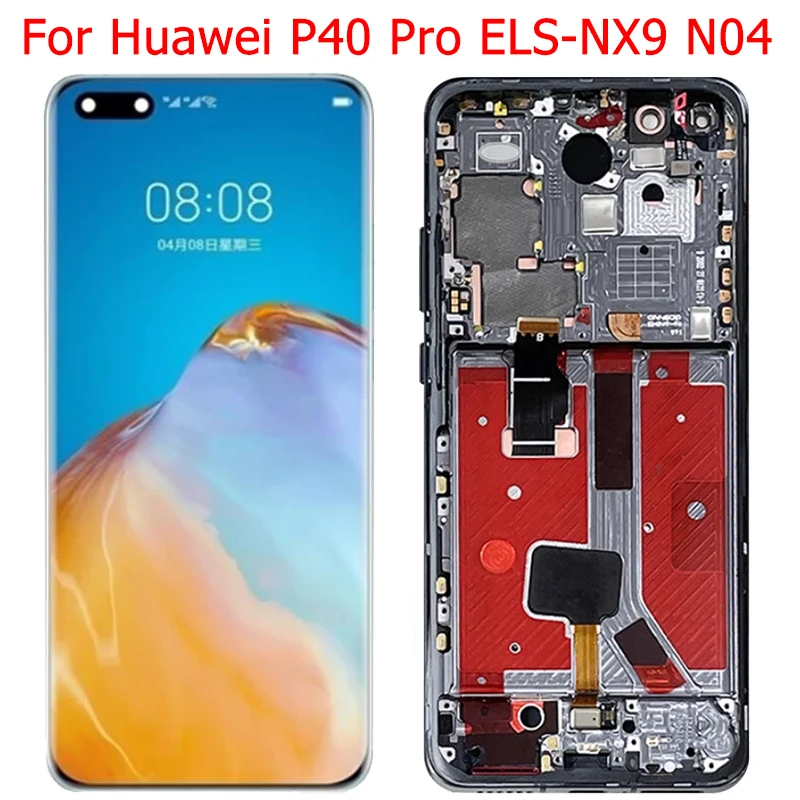 

New Original For Huawei P40 Pro LCD Display Screen With Frame ELS-NX9 LCD Touch Screen Digitizer Panel, Black,blue,gold,white