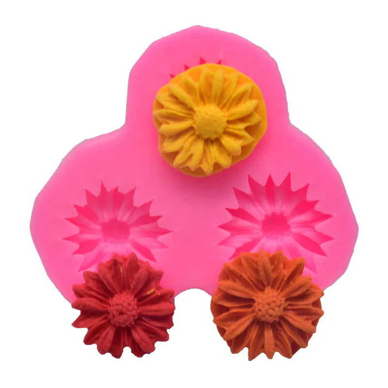 

DIY Mold 3 Holes Chrysanthemum Daisy Turn Sugar Cake Chocolate Decoration Silicone Mold Molds for Chcolate Accessories Supplies