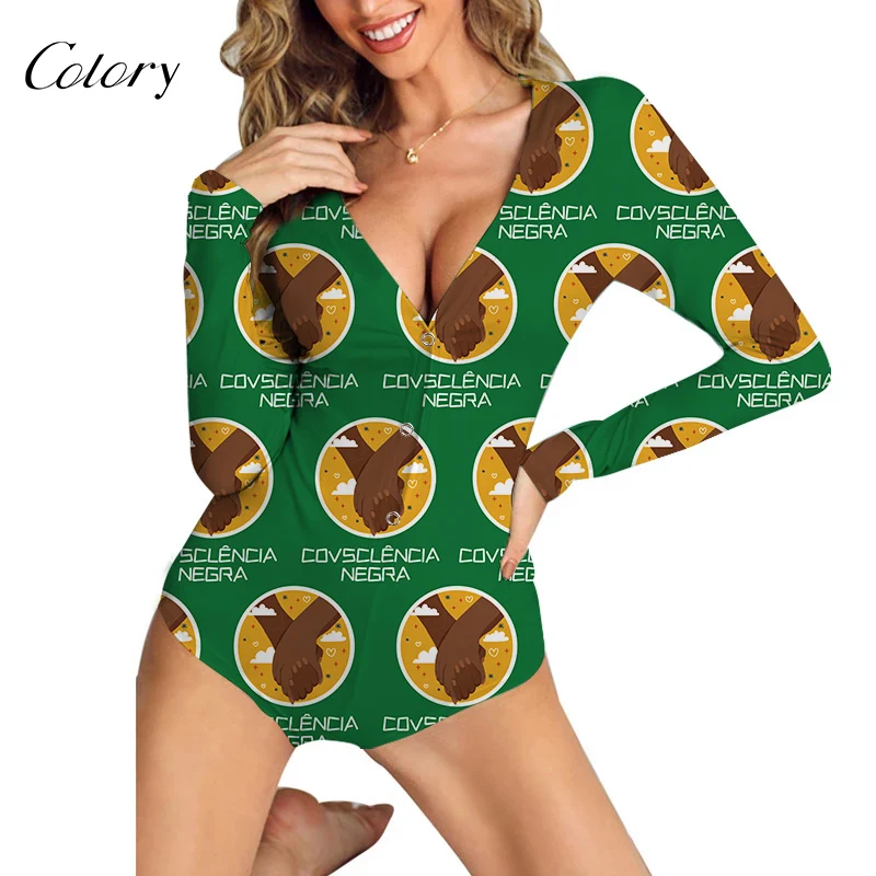 

Colory Animal Print Clothing Long Sleeve Jumpsuit Women, Picture shows