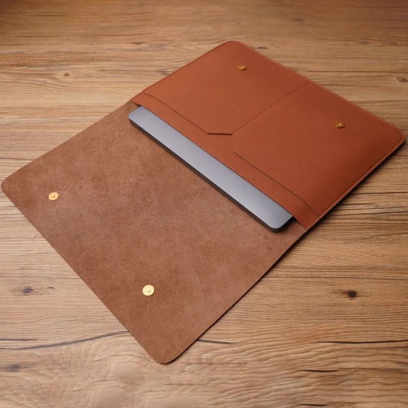 

13 Inch Laptop Sleeve PU Leather Protective Laptop Bag Computer Pouch Sleeve Storage Bags, Brown