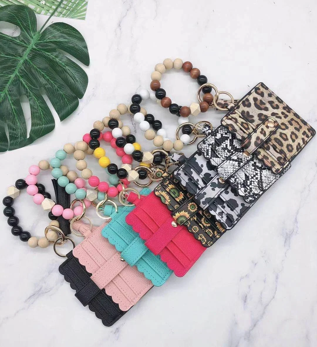 

Beads Bracelet Tassel ID Cards Credit Cards Wallet Set, 8 colors as pic