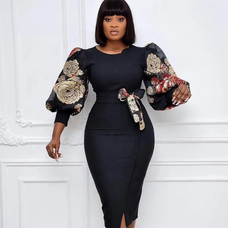 

KEN-74010 low moq custom made african print pencil midi dress to work