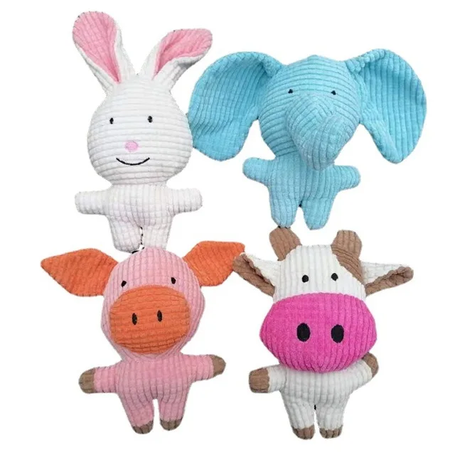 

Manufacturer wholesale cute pig rabbit squeaky dog plush toys elephant cow, Pink,blue,white ,as picture