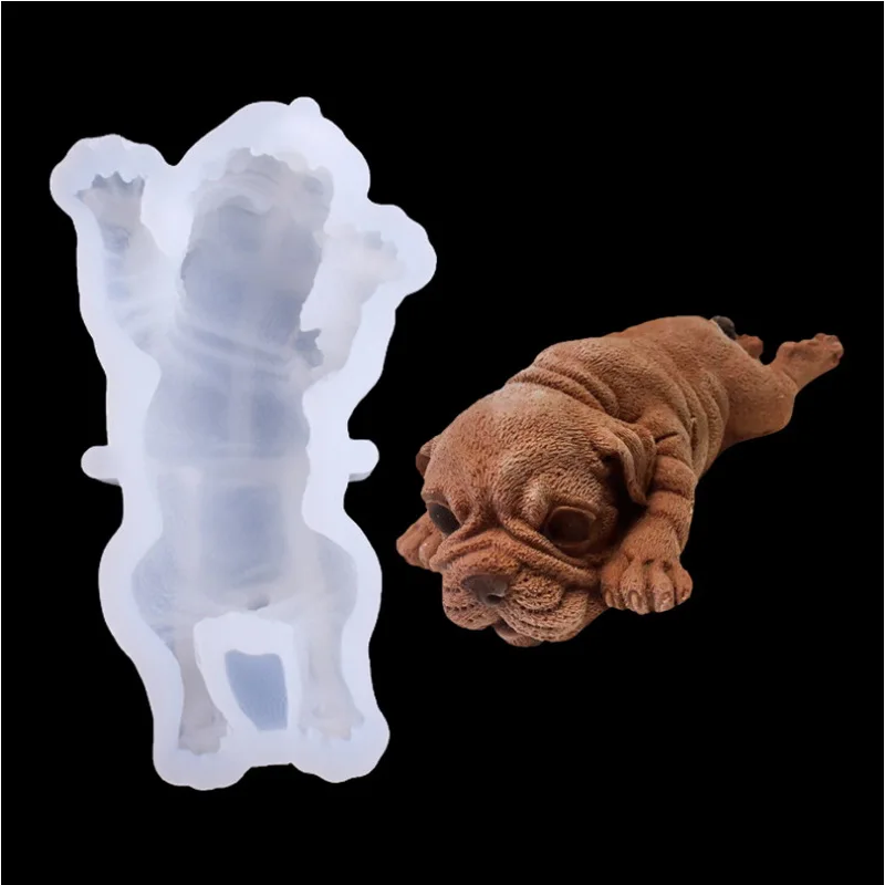 

second generation Shar Pei fondant silicone mold dog mousse cake decoration DIY baking utensils plaster mold, As picture