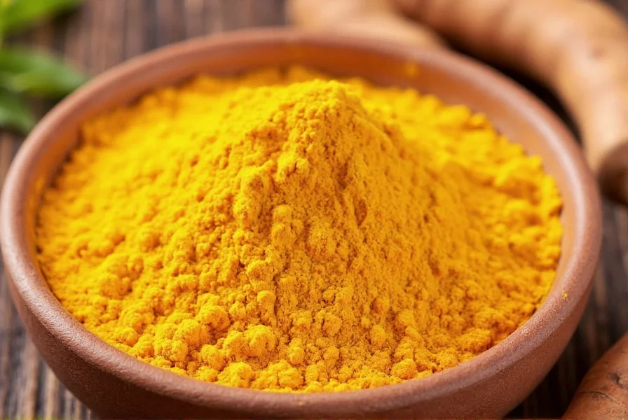 Fresh turmeric root next to turmeric powder