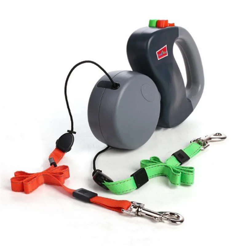 

Dual Headed Pet Leashes Automatic Retractable Dogs Traction Rope Creative Double Dog Walking Leash Chain Pets Supplies, 3 colors. or as custormers' request.