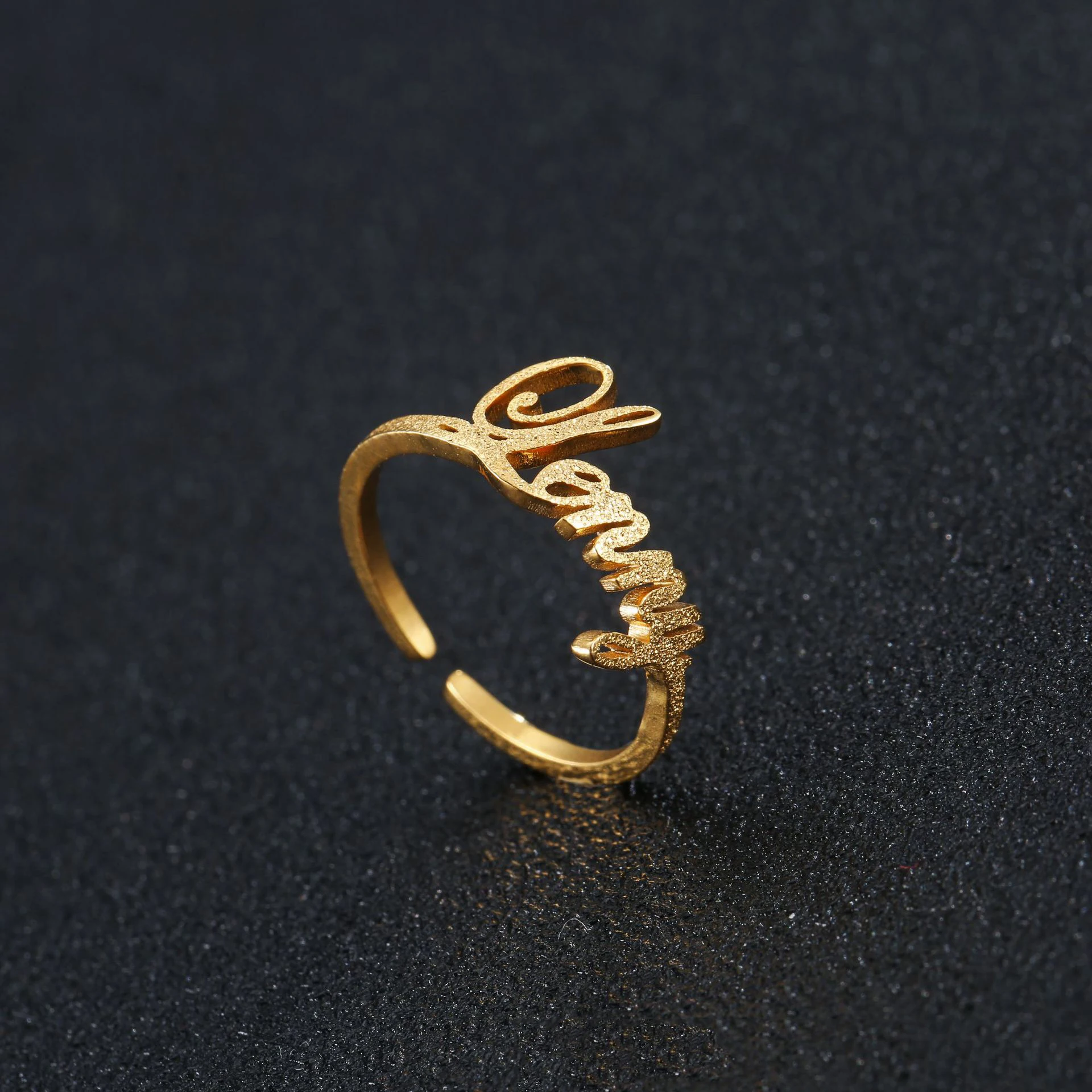 

Customized Name ring High Polishing Fashion Jewelry gold plated Customized Any Cursive Personalized stainless steel Name ring