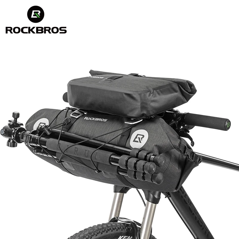 

ROCKBROS Waterproof Bicycle Handlebar Bag Cycling Front Pack Bike Front Tube Basket Pannier Large Capacity Detachable Bike Bags, Black