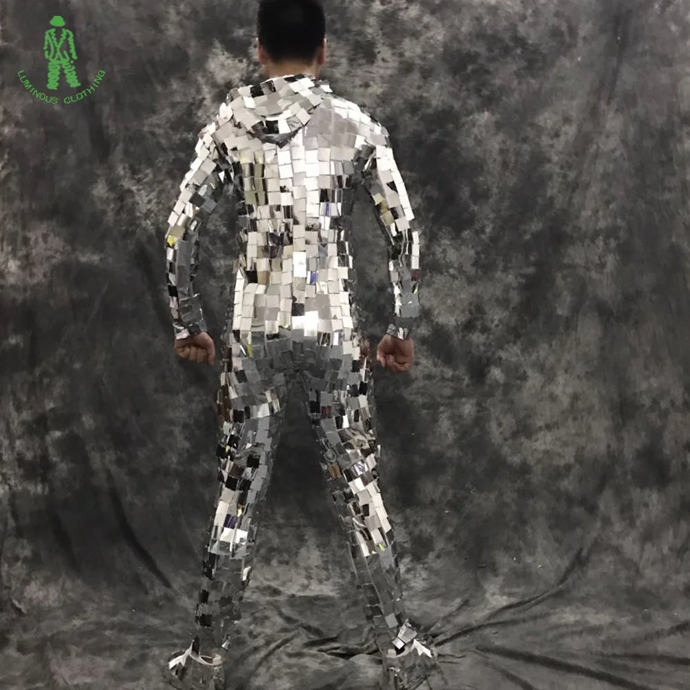 
Mirror Jumpsuit Fashion Costume DJ Club Party Nightclub Stage Dancer Wear Mirror Reflective Suit Clothing dance costumes 