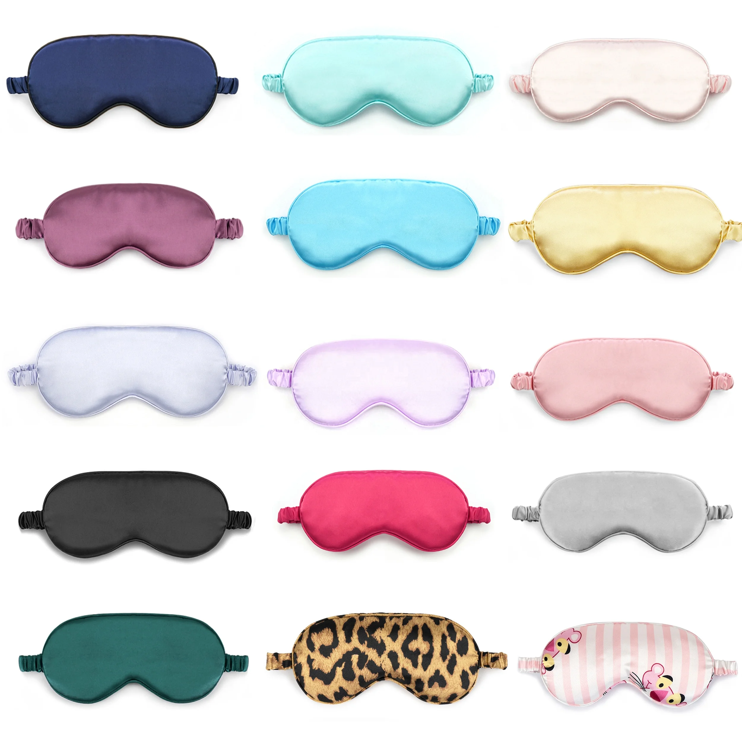 

Double Sided Satin Sleeping Eye Mask With Elastic Band Breathable Travel Sleep Eyeshade Mask, Customized color