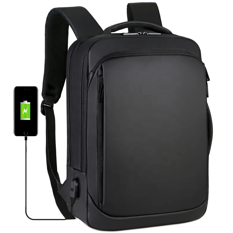 

Custom 17'' Business Backpack Anti Theft Backpack With USB Charger For Laptops, Black