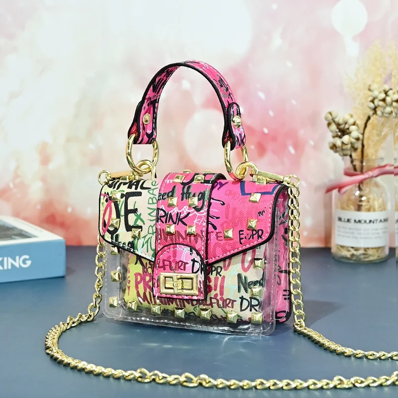 

Wholesale Ladies Pvc Rivet Shoulder Snakeskin Mini Purse Designers Bags Women Jelly Rivet Bag Purses Handbags, 9 colors