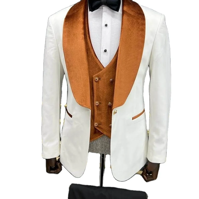 

HolloMen Barret White & Orange Tuxedo Suit For Men