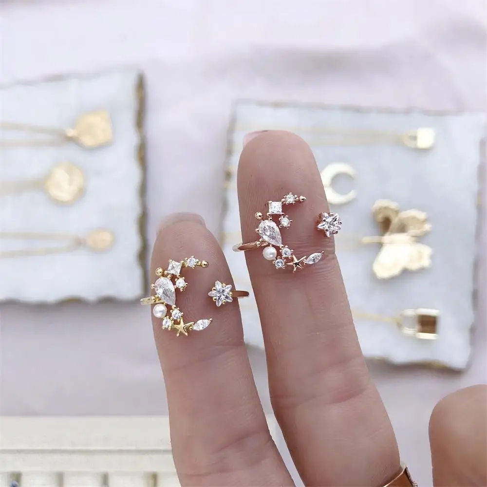 

Wholesale Western Fashion Star Moon Romantic 18k Gold Rings fashion gold plated women jewelry
