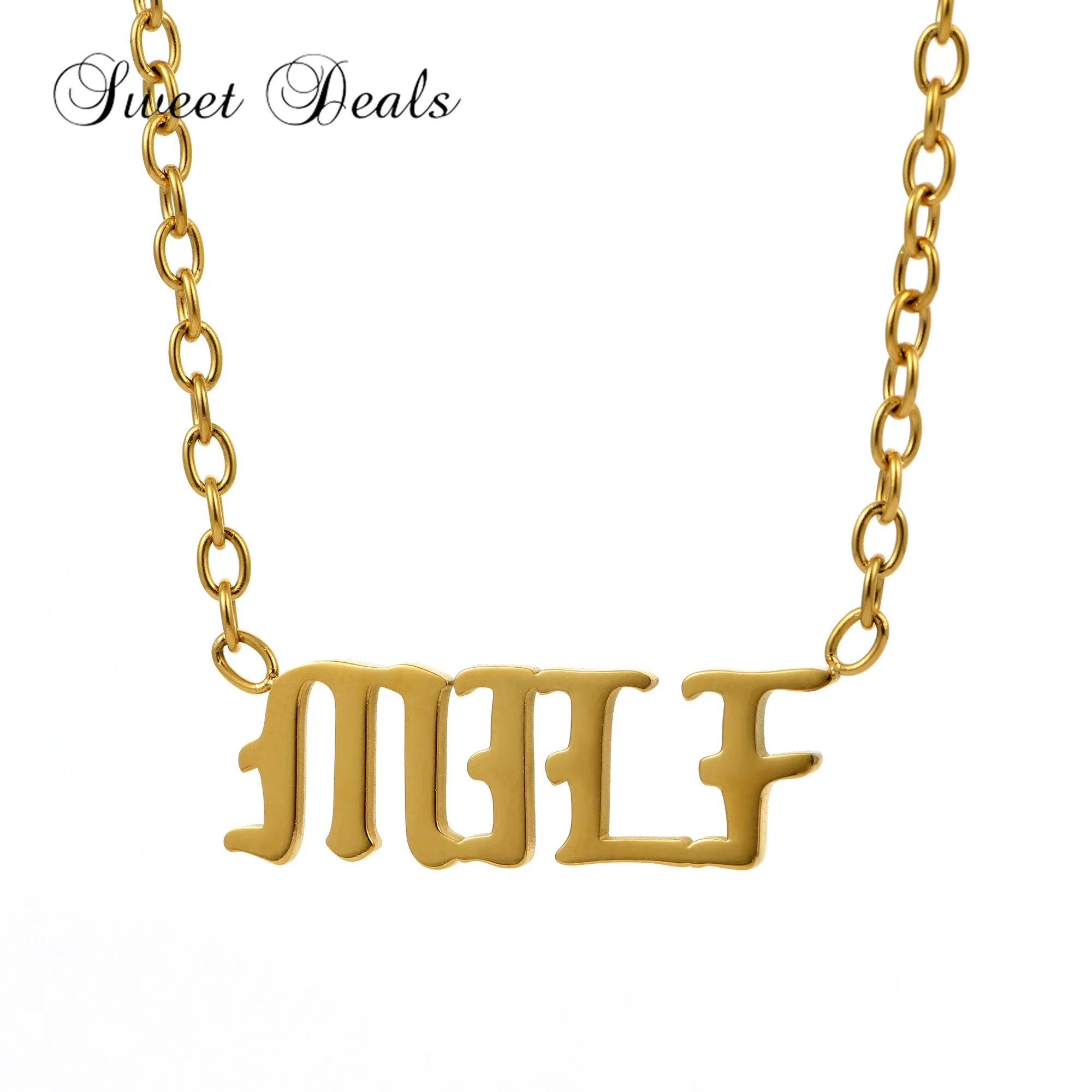 

Fashion necklace 18K white gold rhodium plated customize name necklace