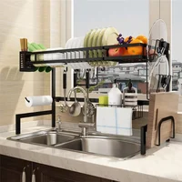 

Standing 65cm Stainless Steel Black Kitchen Storage Organizer Drying Dish Rack Over The Sink