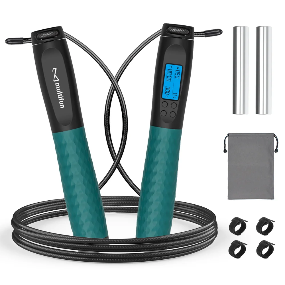 

2021 hot sale wholesale price sports skipping ropeless skipping professional counting skipping bluetooth smart skipping rope, Black + teal