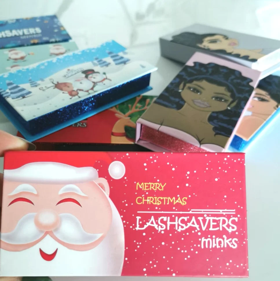 

wholesale christmas eyelash custom packaging eyelash with packaging eyelash boxes custom logo packaging