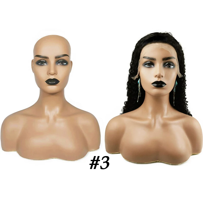 
Wig Mannequin Head And Bust Realistic Female Bald Wig Display Stand Afro Mannequin Head with Shoulders 