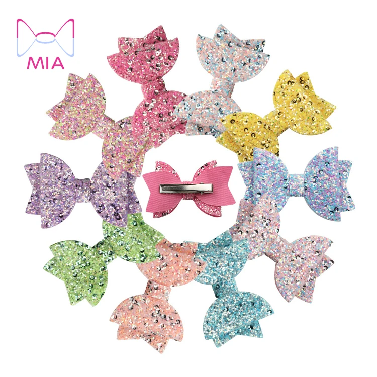 

Free shipping 3" Kids Hair Clips Mini Baby Hairpins Bling Rainbow Glitter Hair Bows for Girls Princess Hair Barrette Accessories, Picture shows