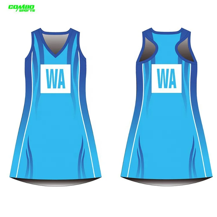 

Factory sale top quality Design Sublimation Lady's Netball Dress Uniform, Pantone color