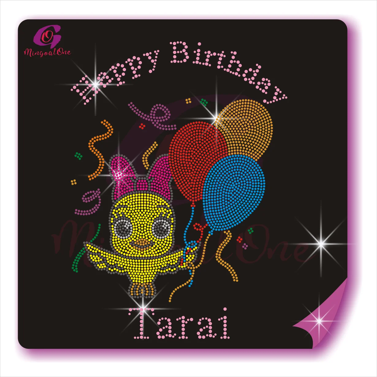 

Custom Lovely Hotfix Rhinestone Transfer Popular Rhinestone Heat Transfer Motif for Hoodies Shirts, Select from color chart