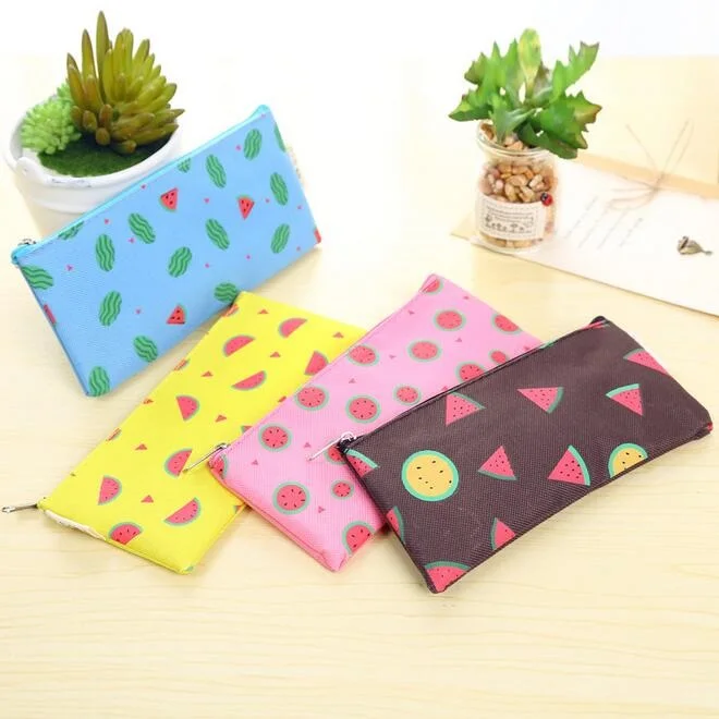 

Flat oxford cloth watermelon zipper pen case triangle watermelon office school supplier Pencil Bag