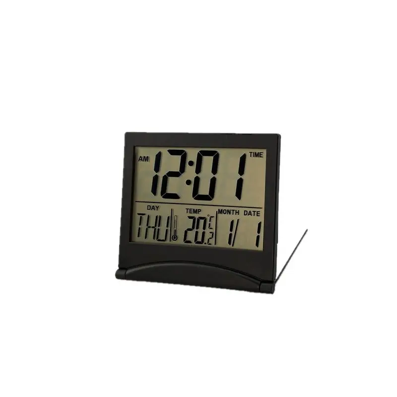 

Foldable Calendar & Temperature & Timer LCD Clock with Snooze Mode - Large Number Display, Battery Operated custom alarm clock o