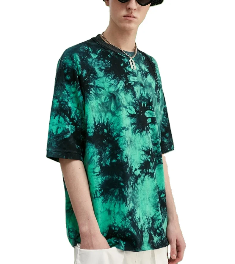 

2021 custom new stylish heavy tie dye t shirts 100% cotton unisex casual oversized men's clothing tshirt in bulk