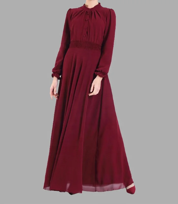 
Wholesale Long Sleeve Dark Blue Embroidered Ethnic Women Muslim Dress 