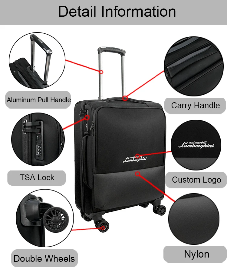 
Good price Factory wholesale personalized 3pc 20 24 28 inch Fabric travel trolley nylon luggage set with 4 wheels 