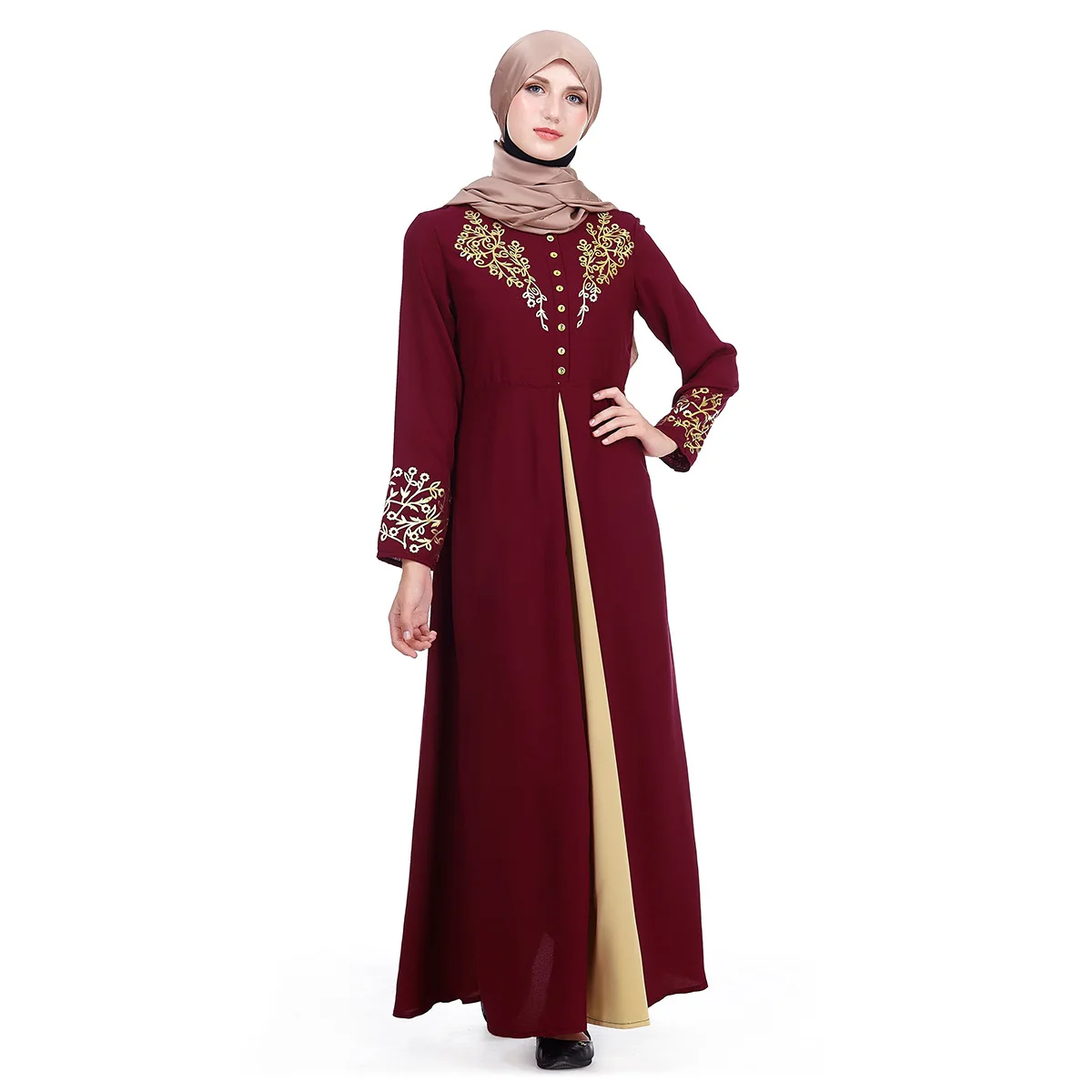 

Muslim bronzing dress Long Dress Plus Size Robe Middle EasternDress For Women