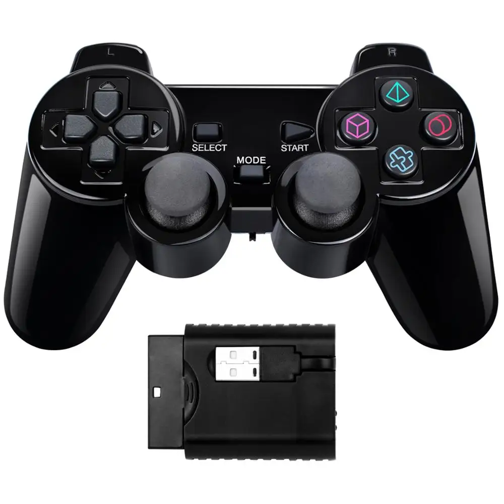 

3 in1 2.4G Wireless Double Vibration PS2 Controller Compatible With PS3 and PC, Shinny black