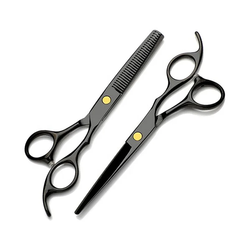 

Black Stainless Steel Hairdressing Flat Cutting Teeth Thinning Shears Clippers Japanese Combo Set Professional Barber