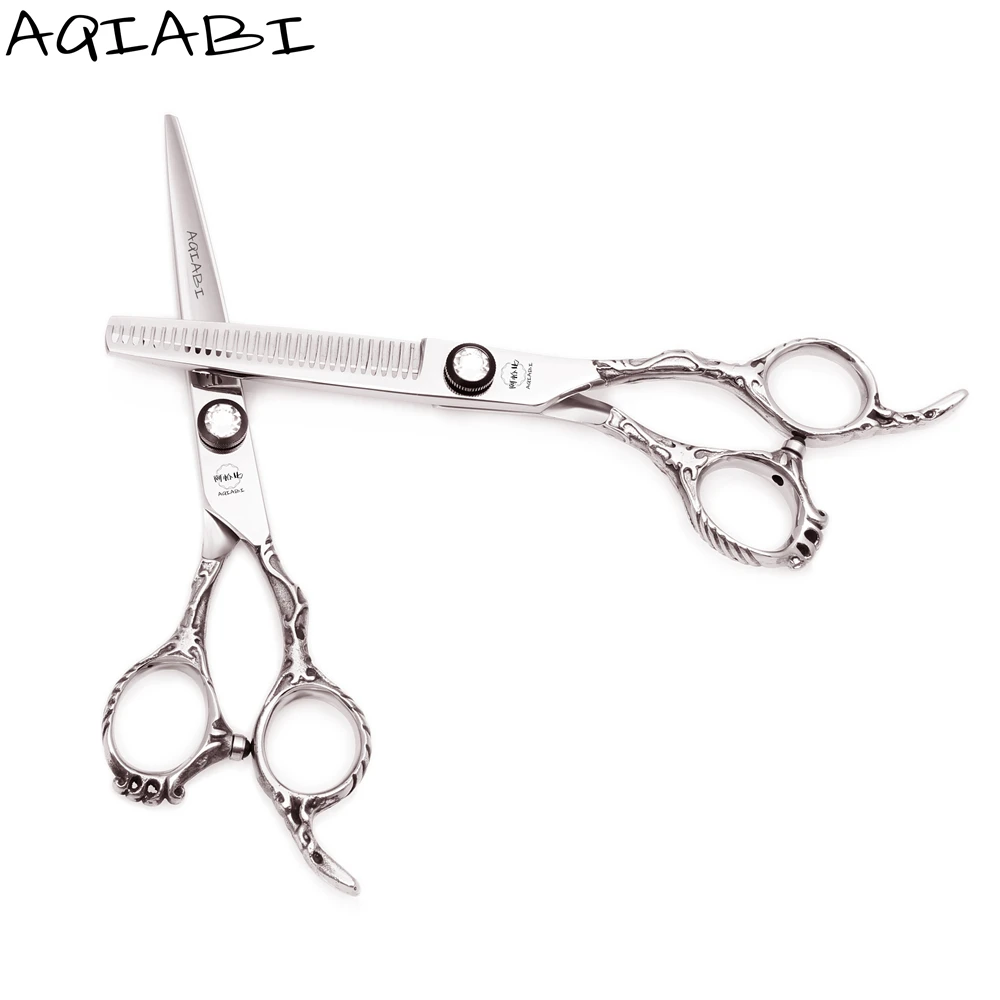 

Professional Barber Scissors 6" AQIABI JP Steel Hair Scissors For Hairdresser Cutting Scissors Thinning Shears A9008, Shiny