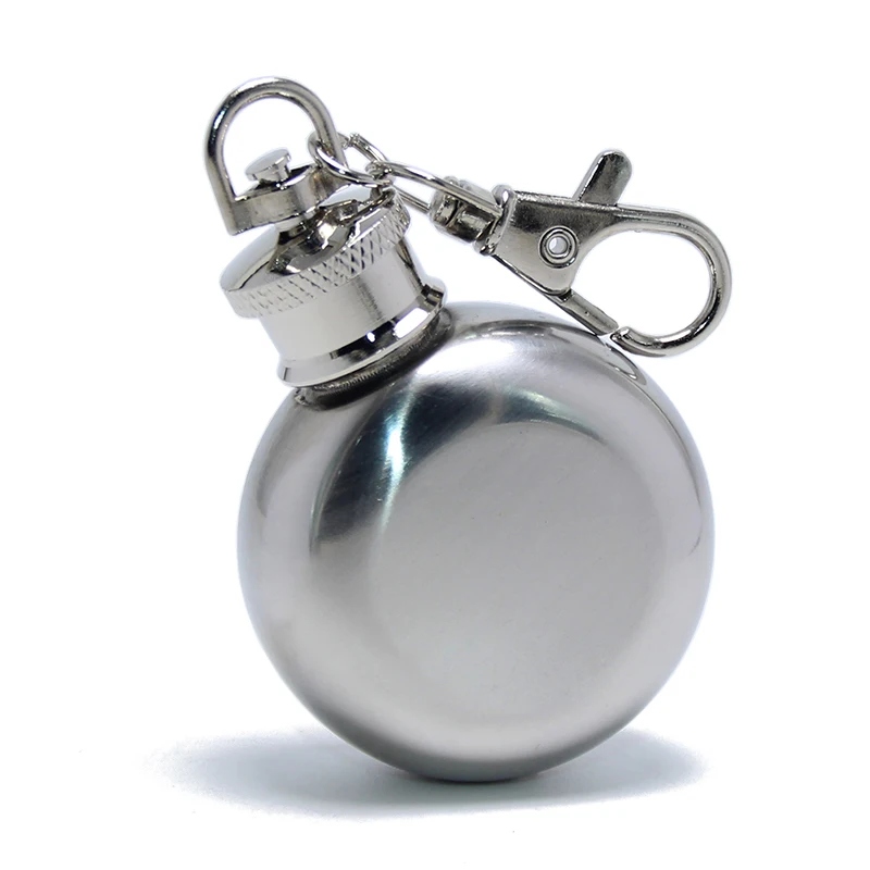 

1oz Chinese Factory Portable Key Chain Ring Holder Travel Wine Pot Hip Flask Hot Selling Stainless Steel Mini Round Hip Flask