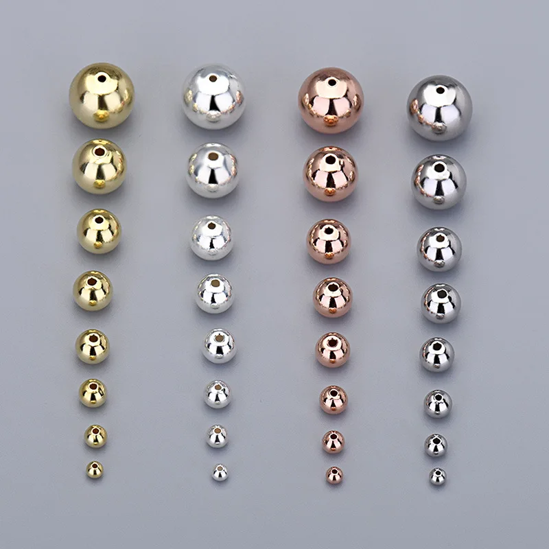 

3mm - 10mm 925 Sterling Silver Polished Round Beads Small Hole Spacer Beads For Jewelry Making Finding