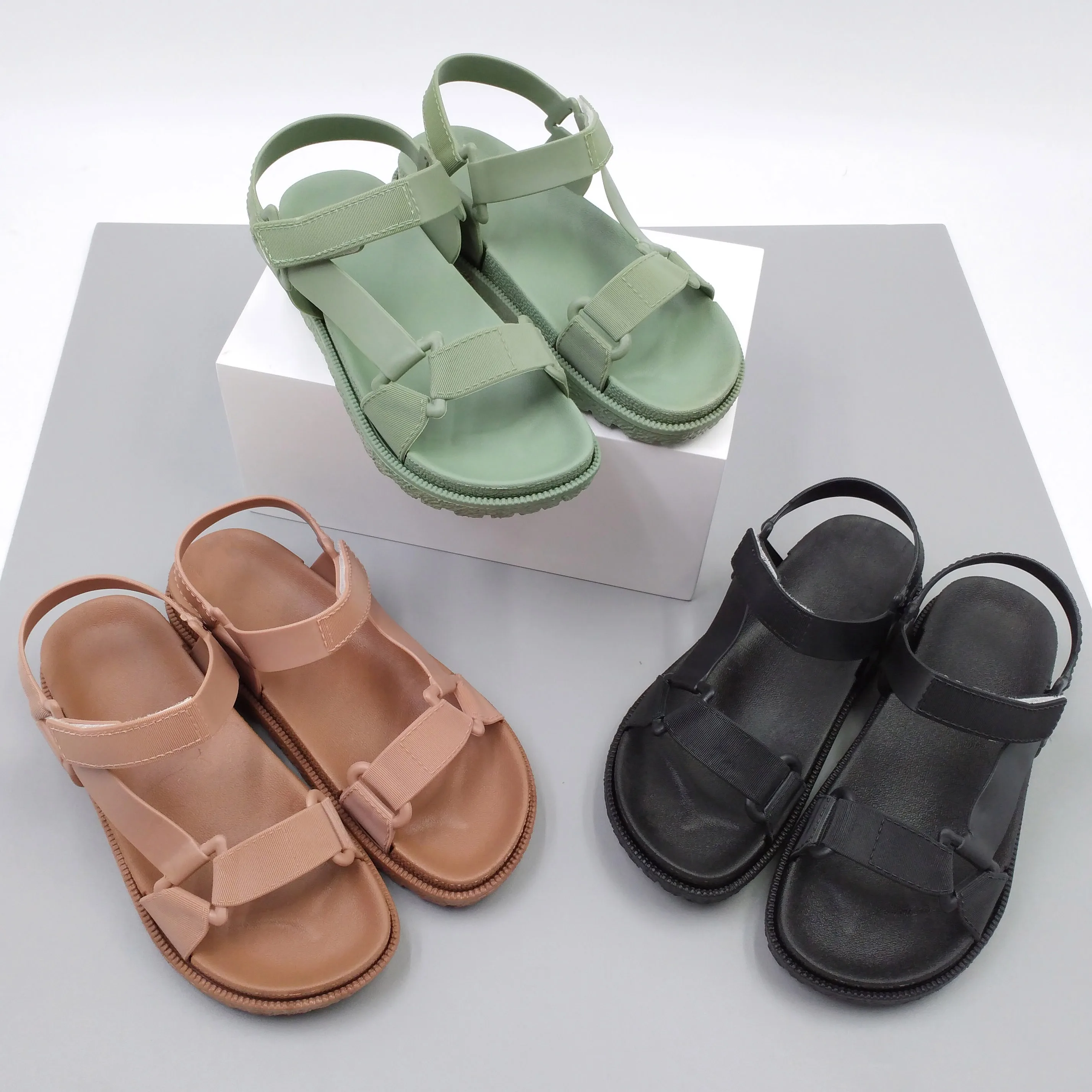 

Newest fashion open toe flat hot sale women slides sandals comfortable summer stylish sandalias para mujer, Black, orange and green