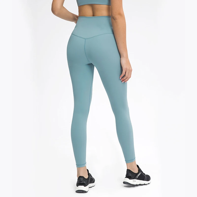 

DL064 New arrival double peached no front line yoga pants high waist ankle length yoga leggings