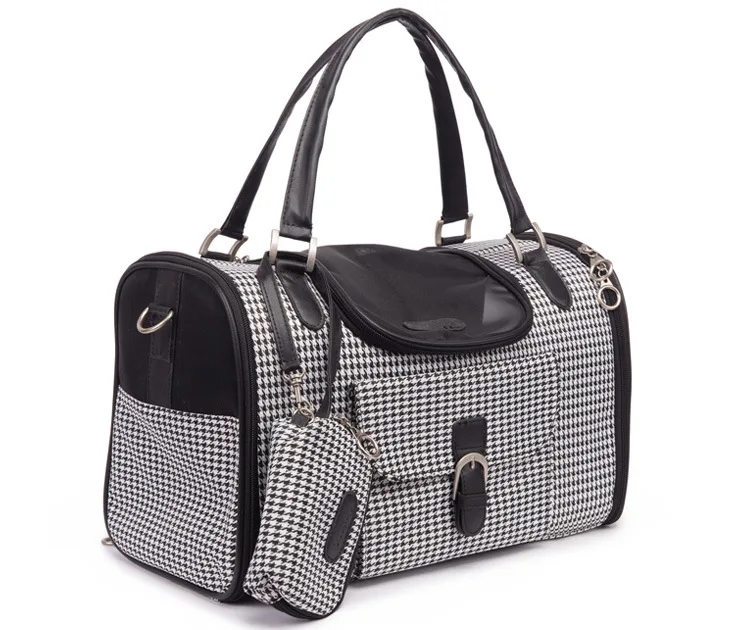 

High Quality Portable Shoulder Travel Handbag Breathable Cat Dog Carry Bags Multi Function PU Luxury Dog Pet Bag, Black,plum