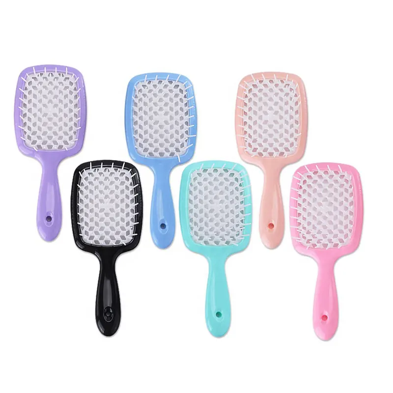 

logo acceptable fashion home use Hollow Mesh massage hair brush soft bristle vent detangling brush, Gold