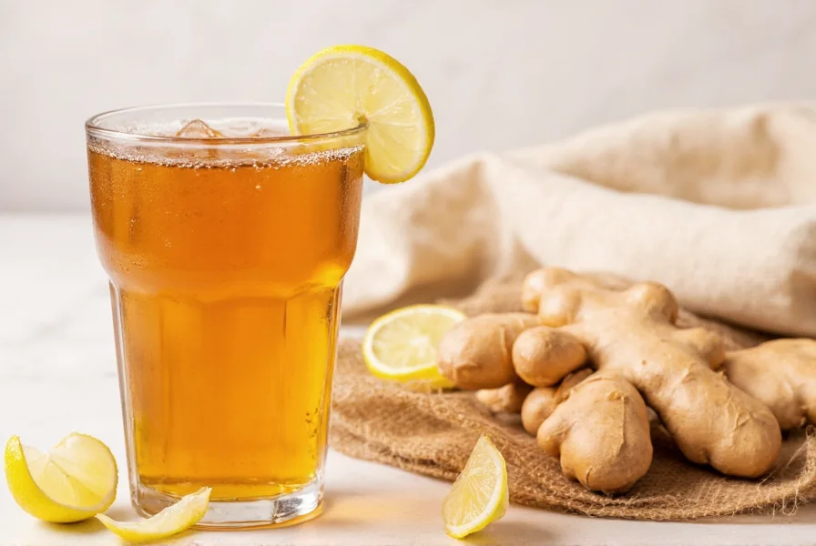 Person drinking ginger ale while holding fresh ginger root showing practical application of nausea remedy