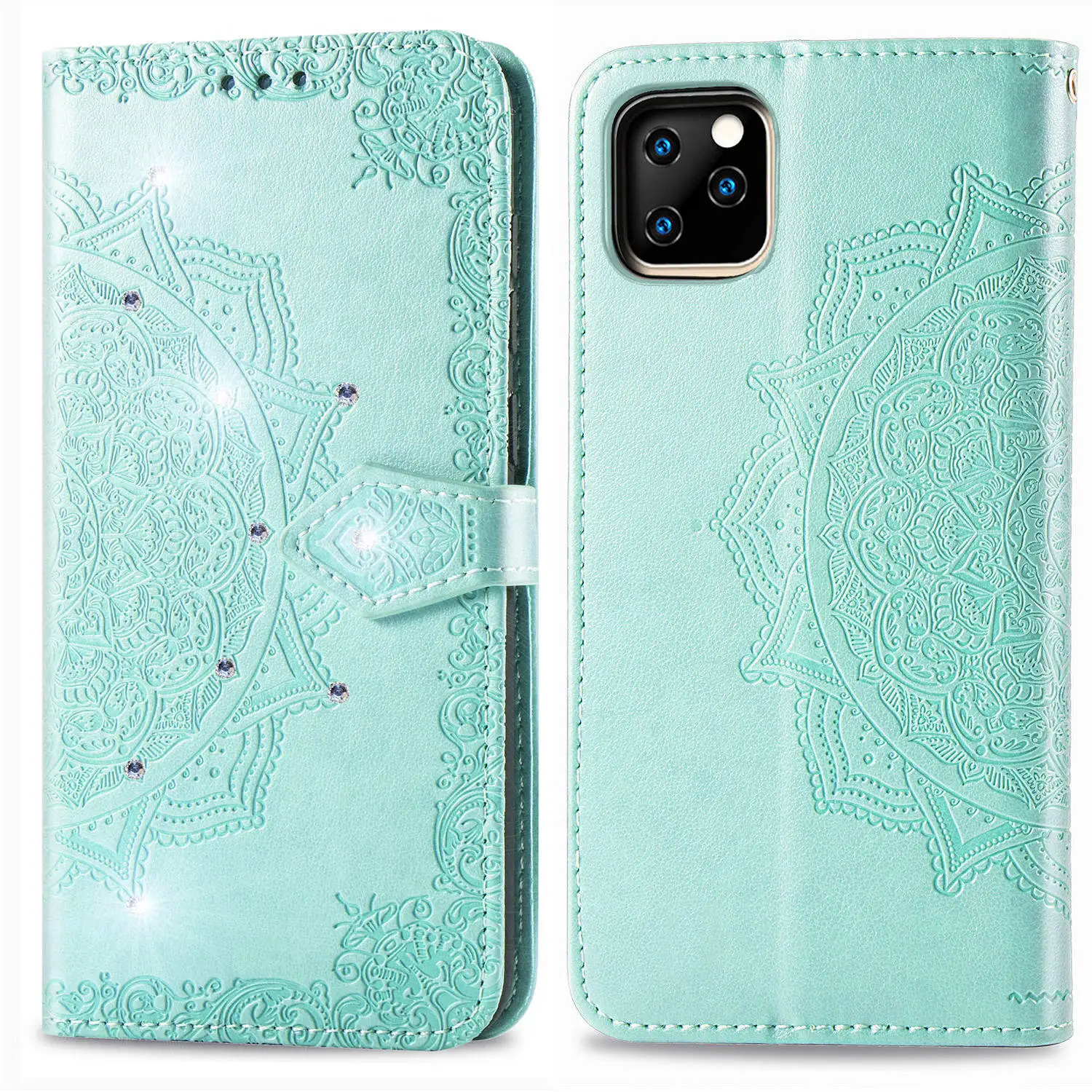 

For iPhone 13 Pro Max Cases with Diamonds Flip Book For iPhone 12 mini 11 SE 2020 XR XS Max 8 7 6 6S Plus Wallet Leather Cover, 6 colors