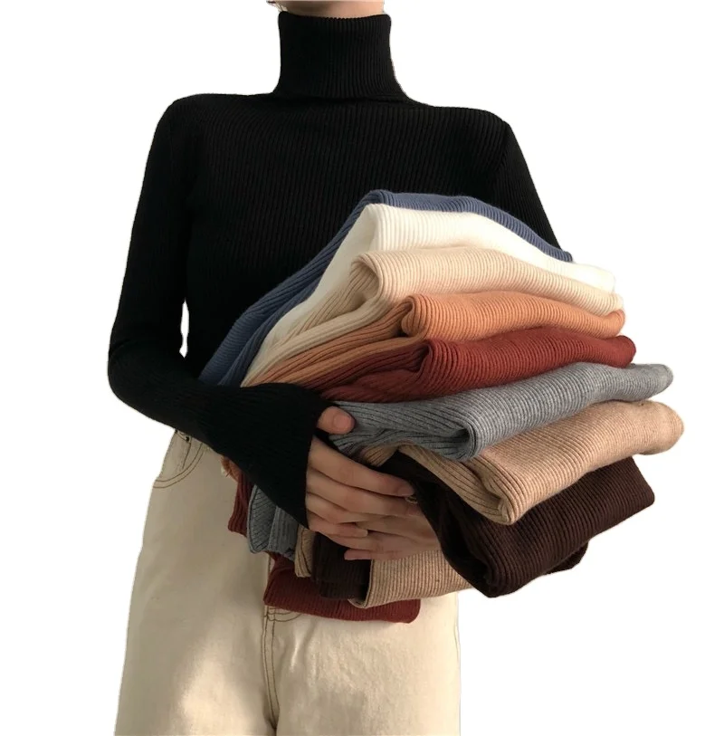 

Fashion Customized Long Sleeve Turtleneck Knitted Pullover Ladies Sweater