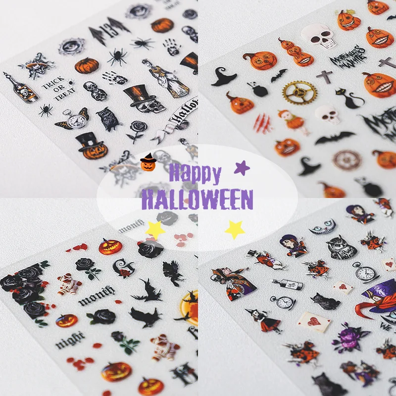 

Nail Art Decals Manicure Halloween Applique Nail Stickers for Nail Decoration, As picture