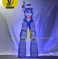 

Large Size Long Legs Stage Dancer Adult Human Wearing LED Robot Suit Walker Costume With Stilt