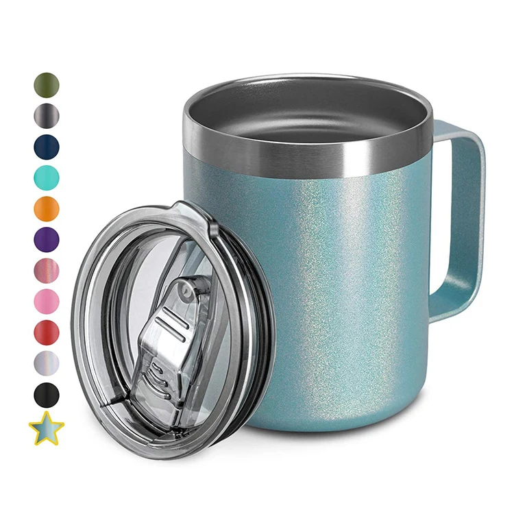 

Eco-friendly Wholesale Double Wall 18/8 Stainless Steel Coffee Cups wine tumbler With Lid and Handle, Customized colors acceptable