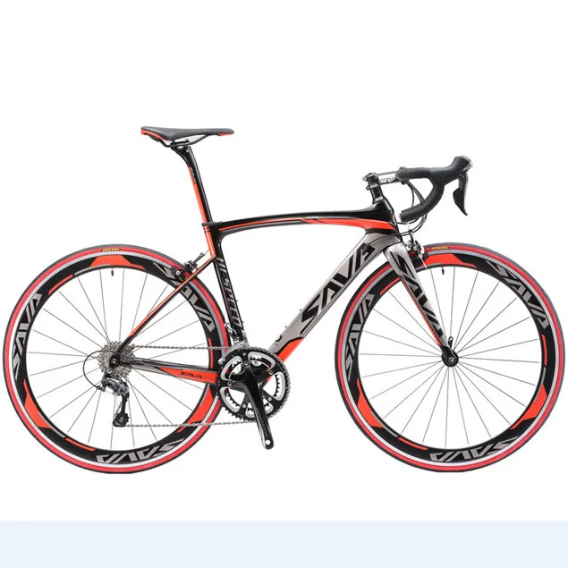 

SAVA Cheap Price Carbon Fiber Road Bike 18 Speed Customizable OEM Carbon Frame Gravel Bike Bicycle for Adults, Grey red, black orange, black blue, grey