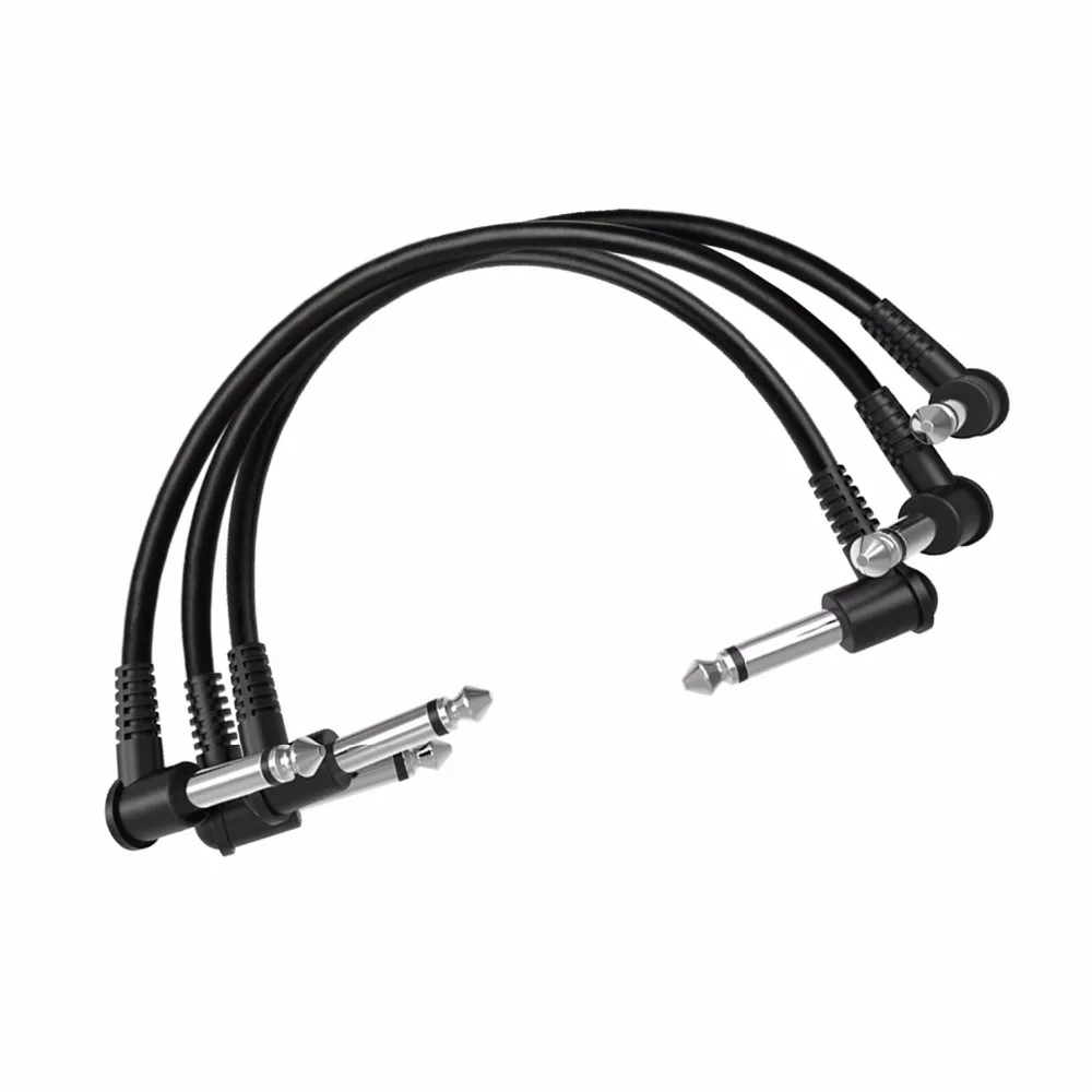 

Guitar Patch Cable with Right Angle Plug Ideal Electric Guitar and Bass cable for Pedalboard Effects, Black/white